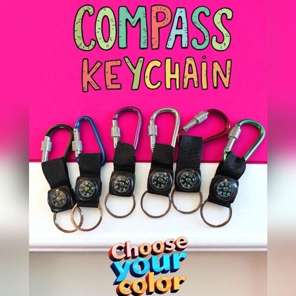Compass Keychain CHOOSE YOUR COLOR - Picture 1 of 1